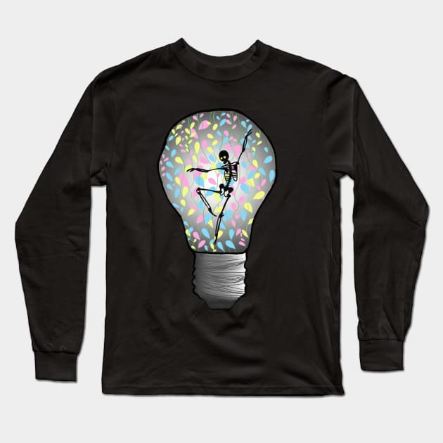 happy dancing skeleton Long Sleeve T-Shirt by okarosa